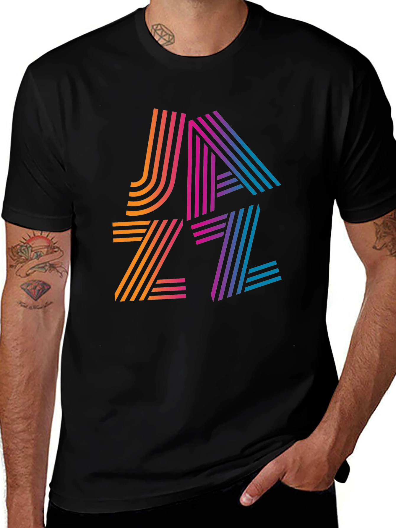 Variant 29 of Retro Jazz Striped Tee - Black 