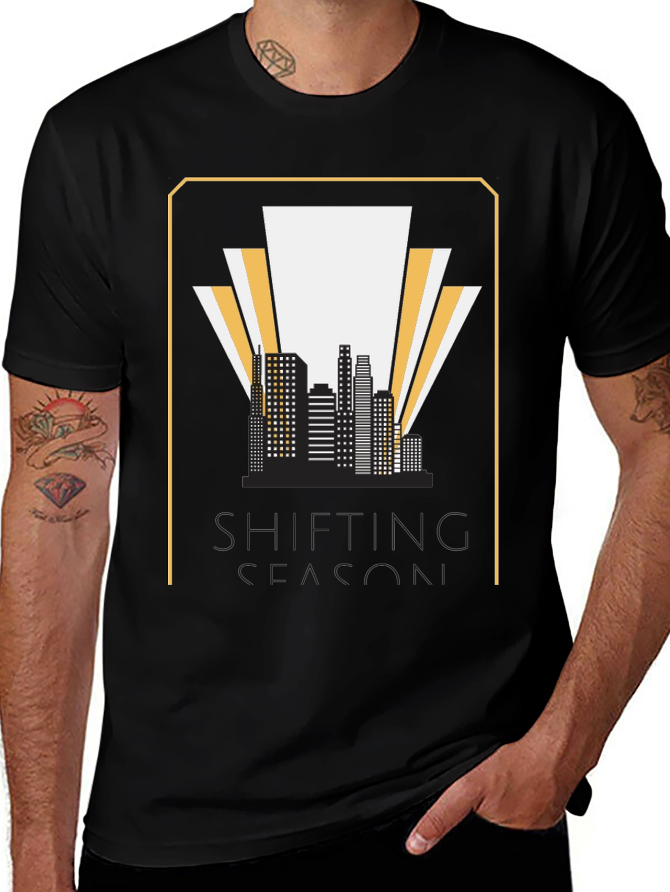 Variant 20 of Shifting Season Graphic T-Shirt - Retro Cityscape Tee