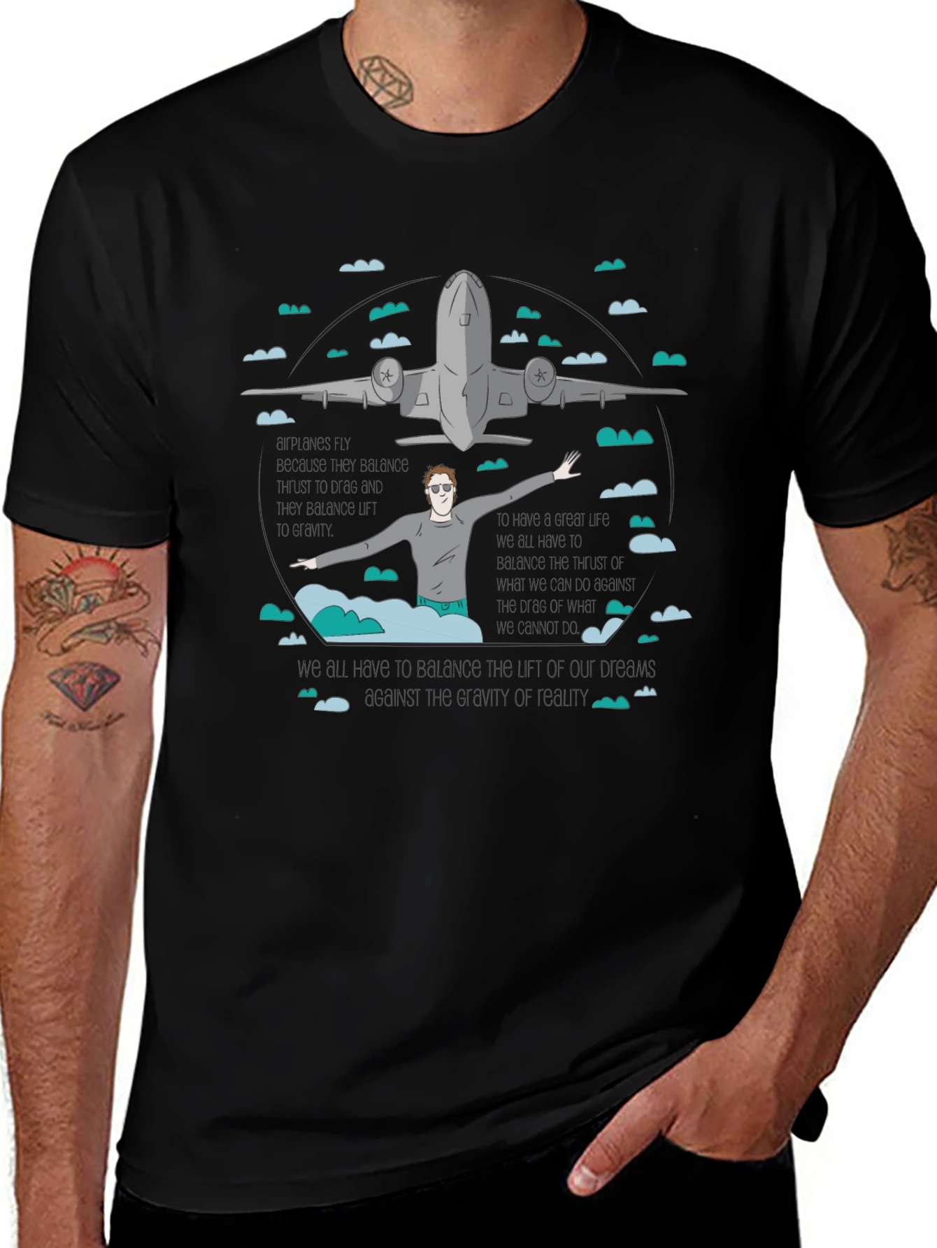 Variant 19 of Airplane Graphic Tee - Black Cotton T-Shirt