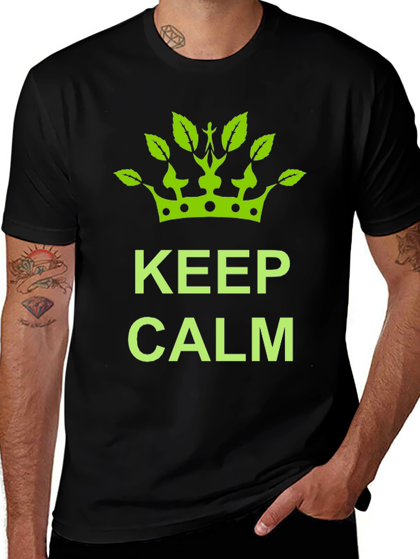 Variant 28 of Keep Calm Green Crown Black T-Shirt
