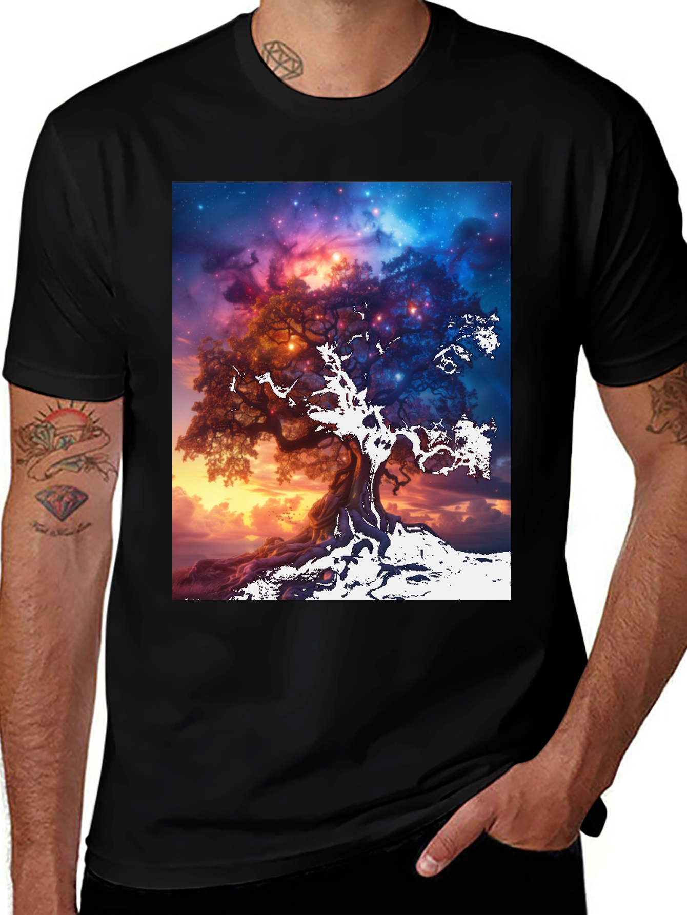 Variant 5 of Mystic Tree Graphic Tee - Unisex Black T-Shirt