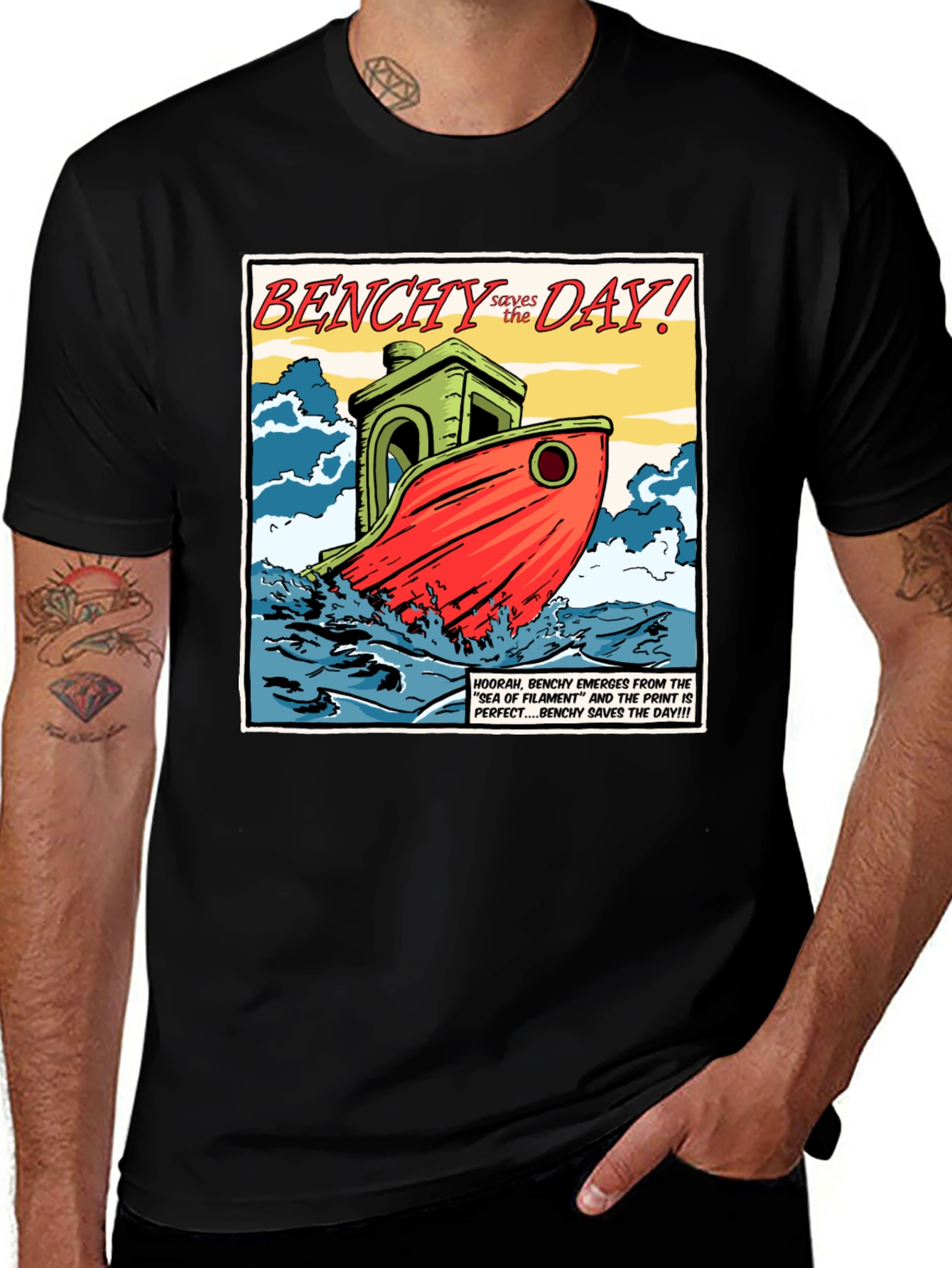 Benchy Saves the Day Graphic Tee - 3D Printing T-Shirt