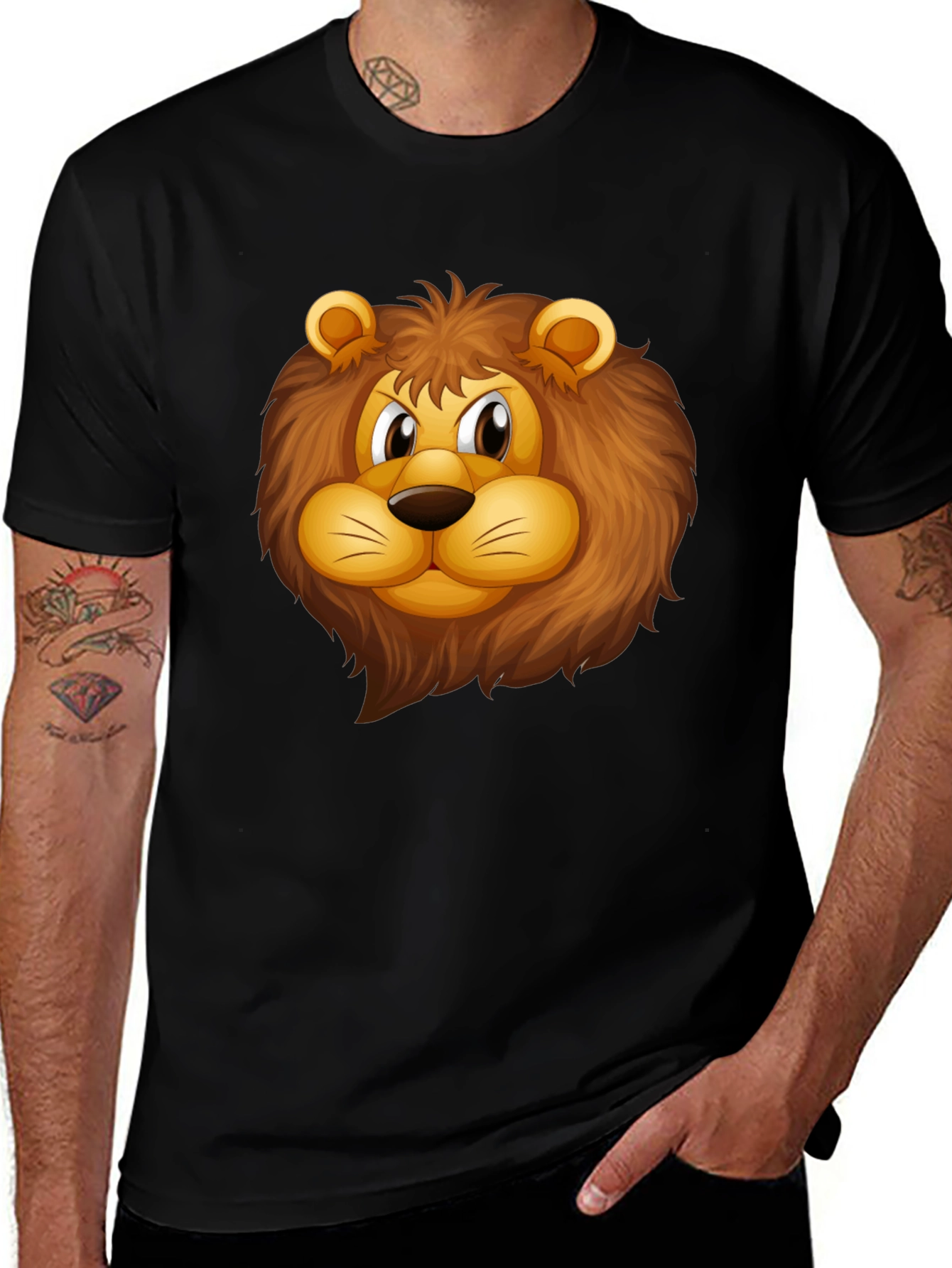Variant 21 of Lion Graphic Print Black T-Shirt