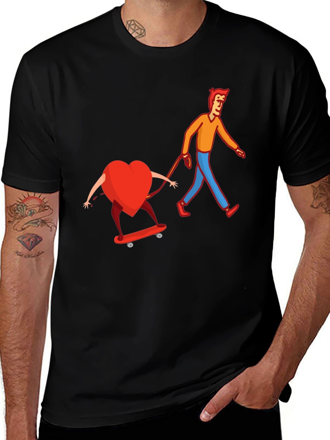 Variant 3 of Heart on Skateboard Funny Graphic Tee