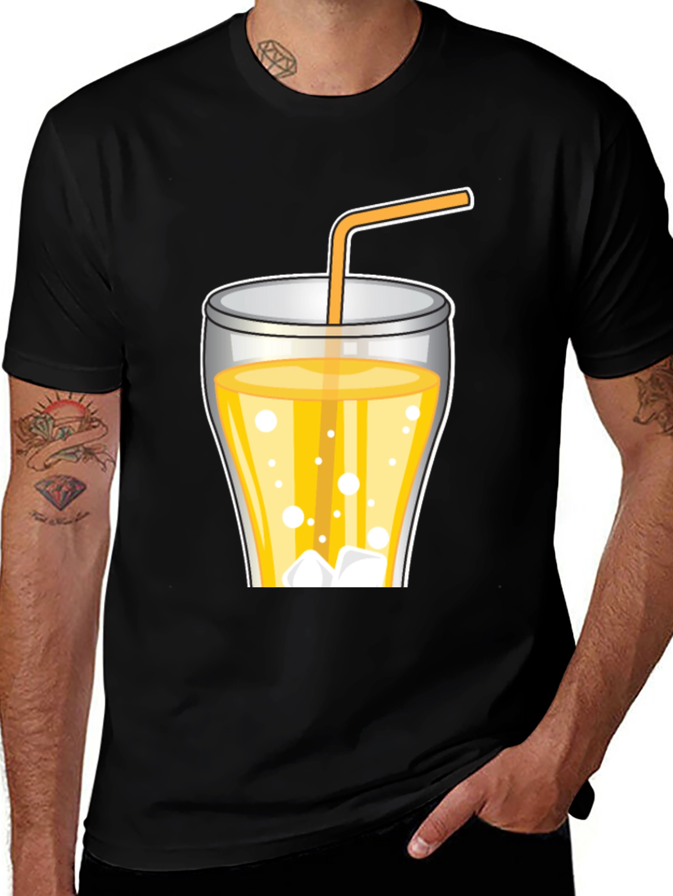 Variant 11 of Juice Glass Graphic Tee - Black Casual T-Shirt