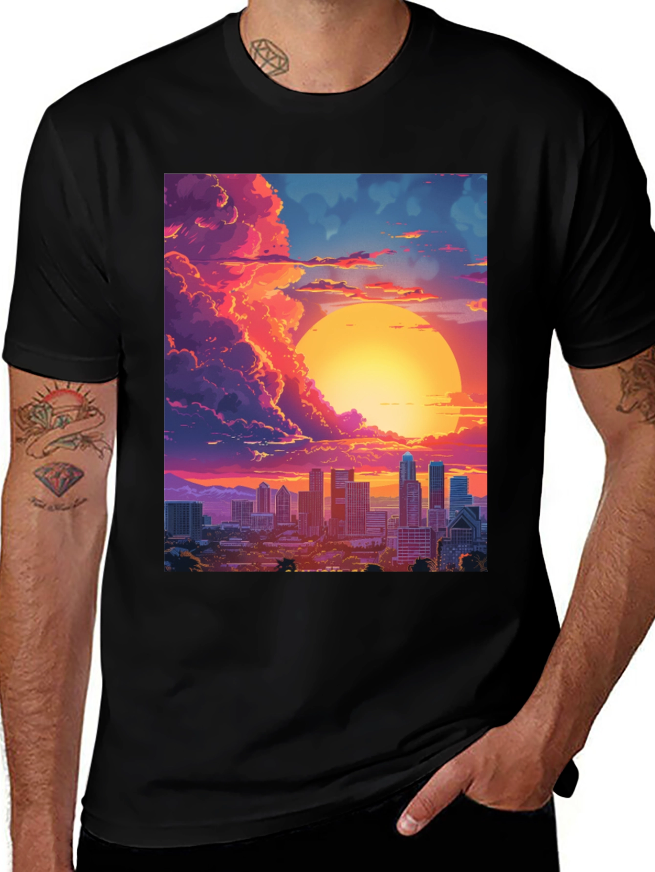 Variant 26 of Cityscape Sunset Graphic Tee