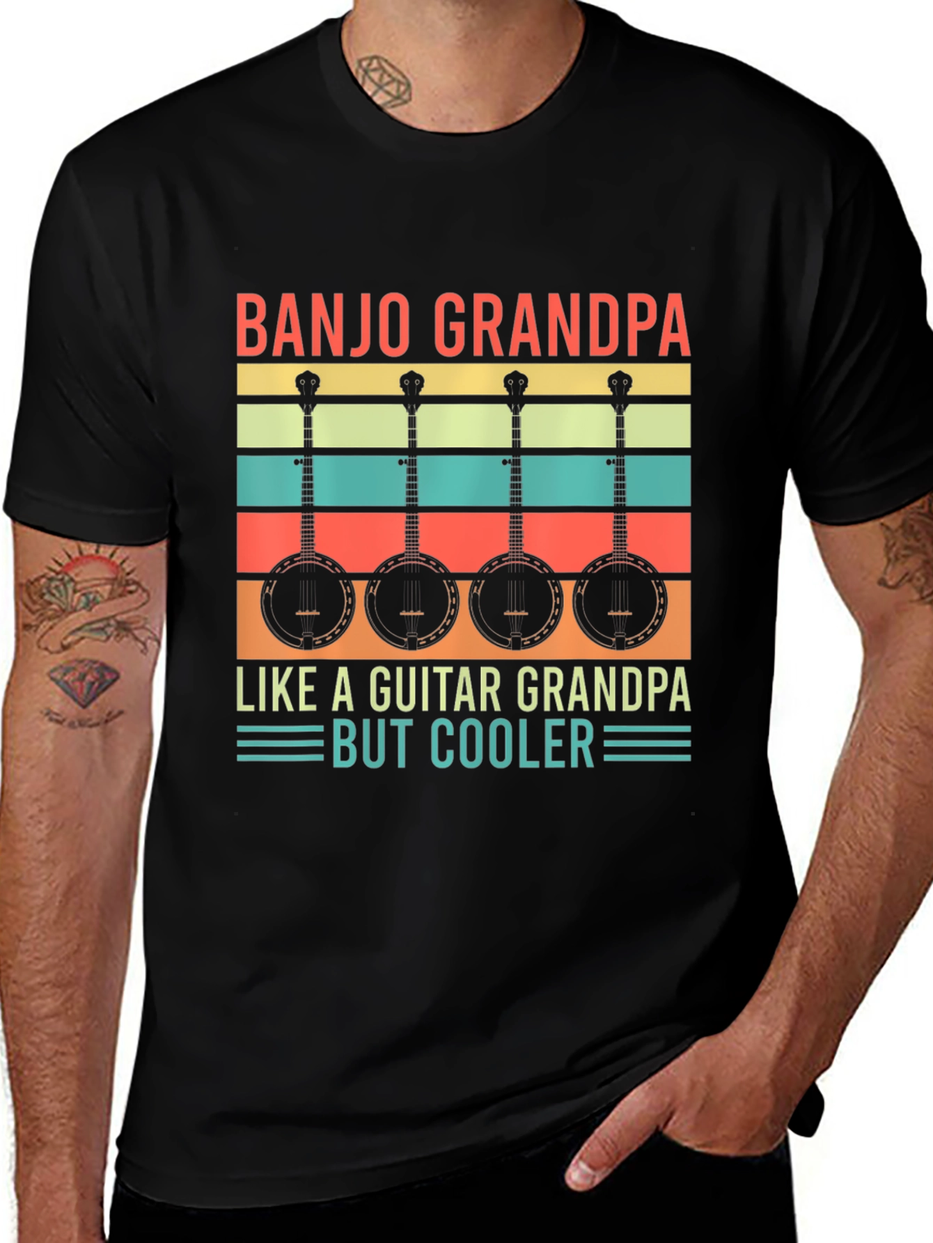 Variant 24 of Banjo Grandpa T-Shirt: Guitar Grandpa, But Cooler