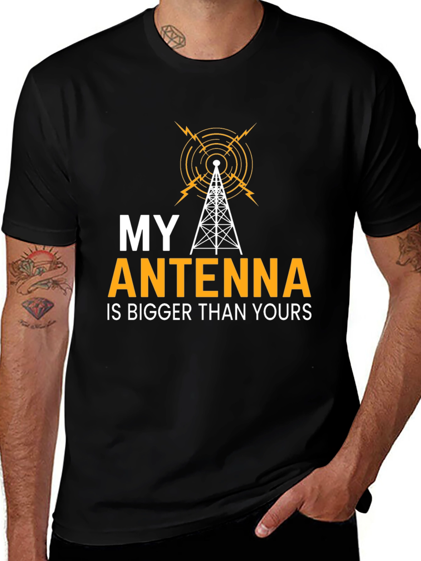 Variant 24 of My Antenna is Bigger T-Shirt - Funny Ham Radio Operator Tee
