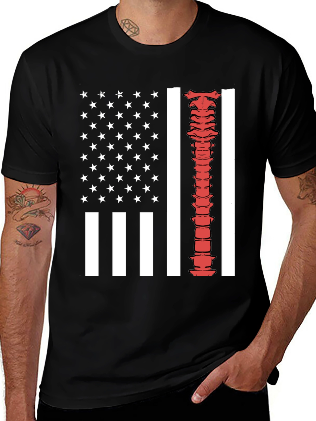 Variant 4 of American Flag Spine Graphic T-Shirt