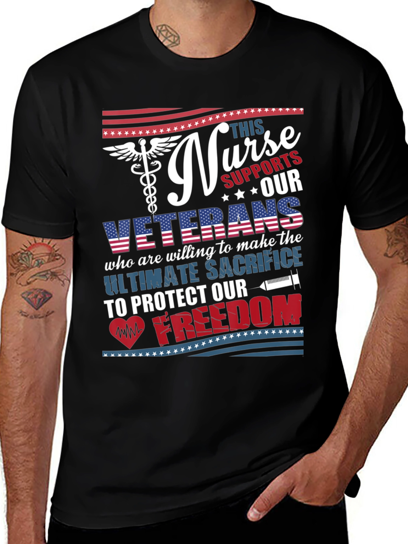 Variant 26 of Nurse Supports Veterans T-Shirt