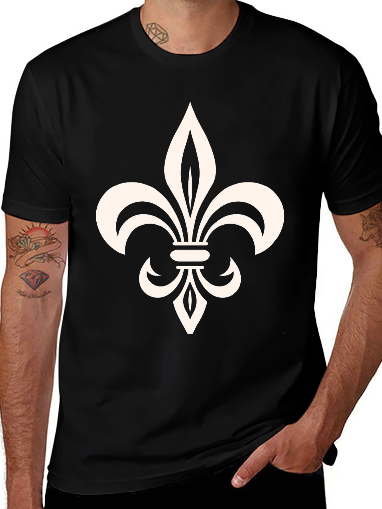 Variant 30 of Fleur-de-lis Graphic Black T-Shirt