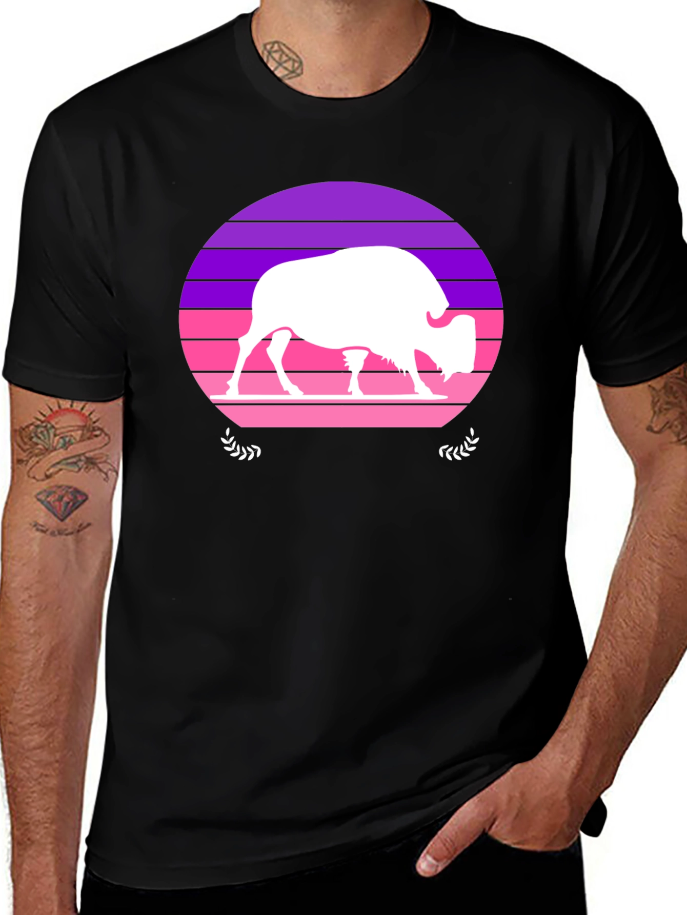 Variant 28 of Retro Bison Silhouette T-Shirt