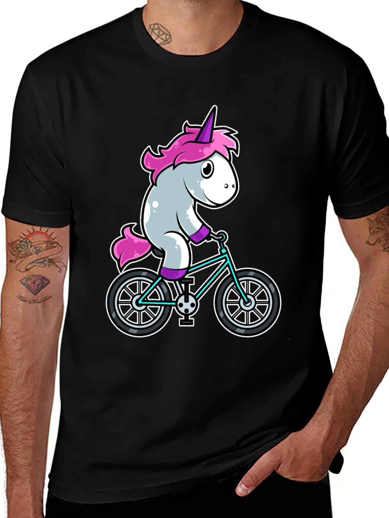 Variant 21 of Unicorn Riding Bike T-Shirt - Fun Graphic Tee