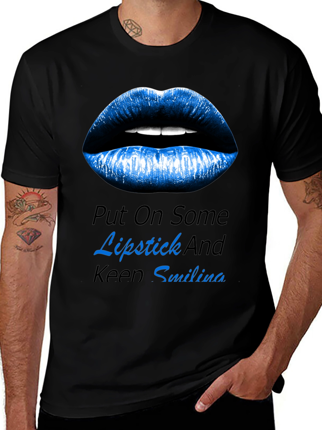 Lipstick and Smiling Graphic T-Shirt