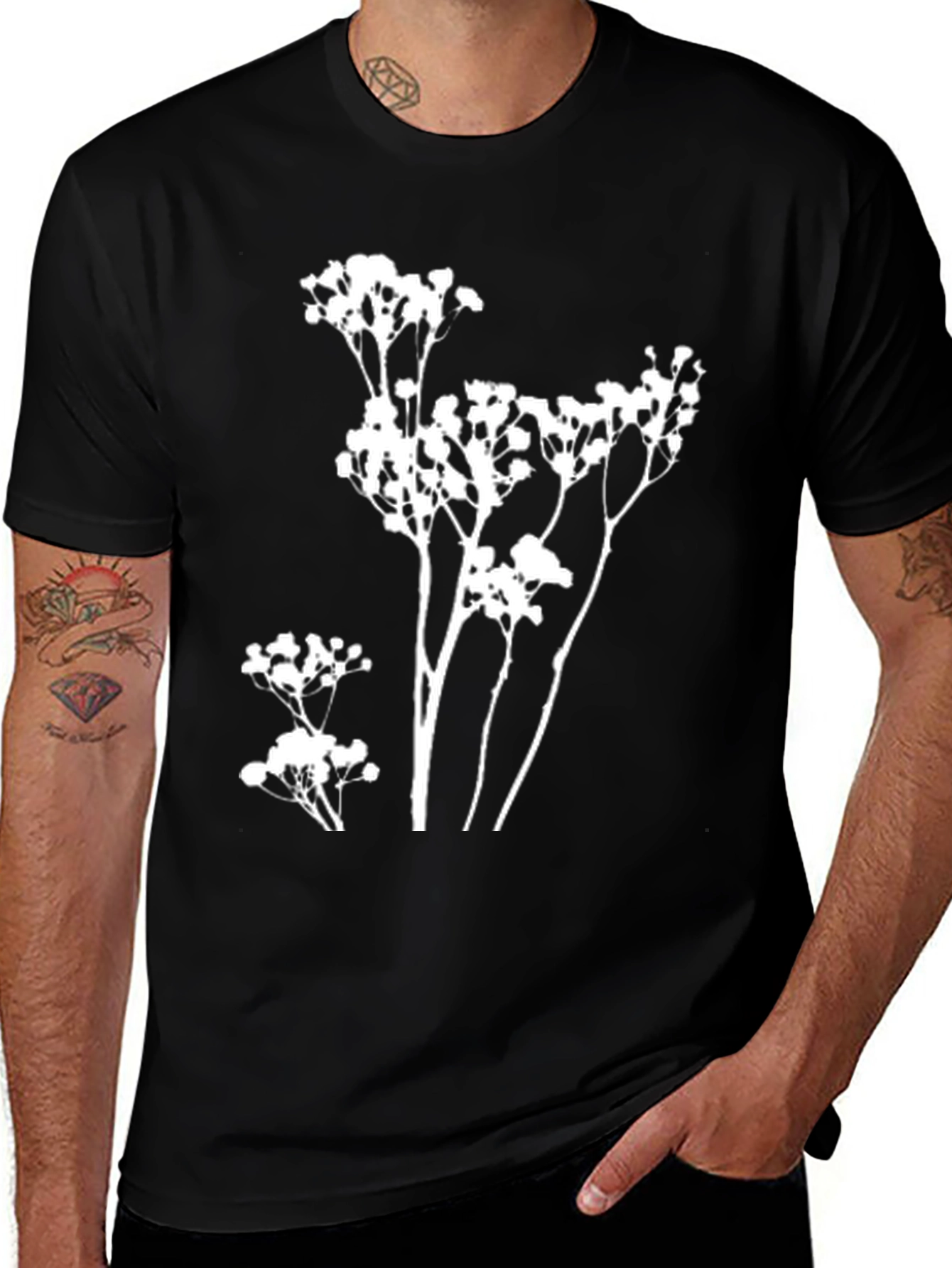 Variant 25 of Floral Graphic Black T-Shirt for Men