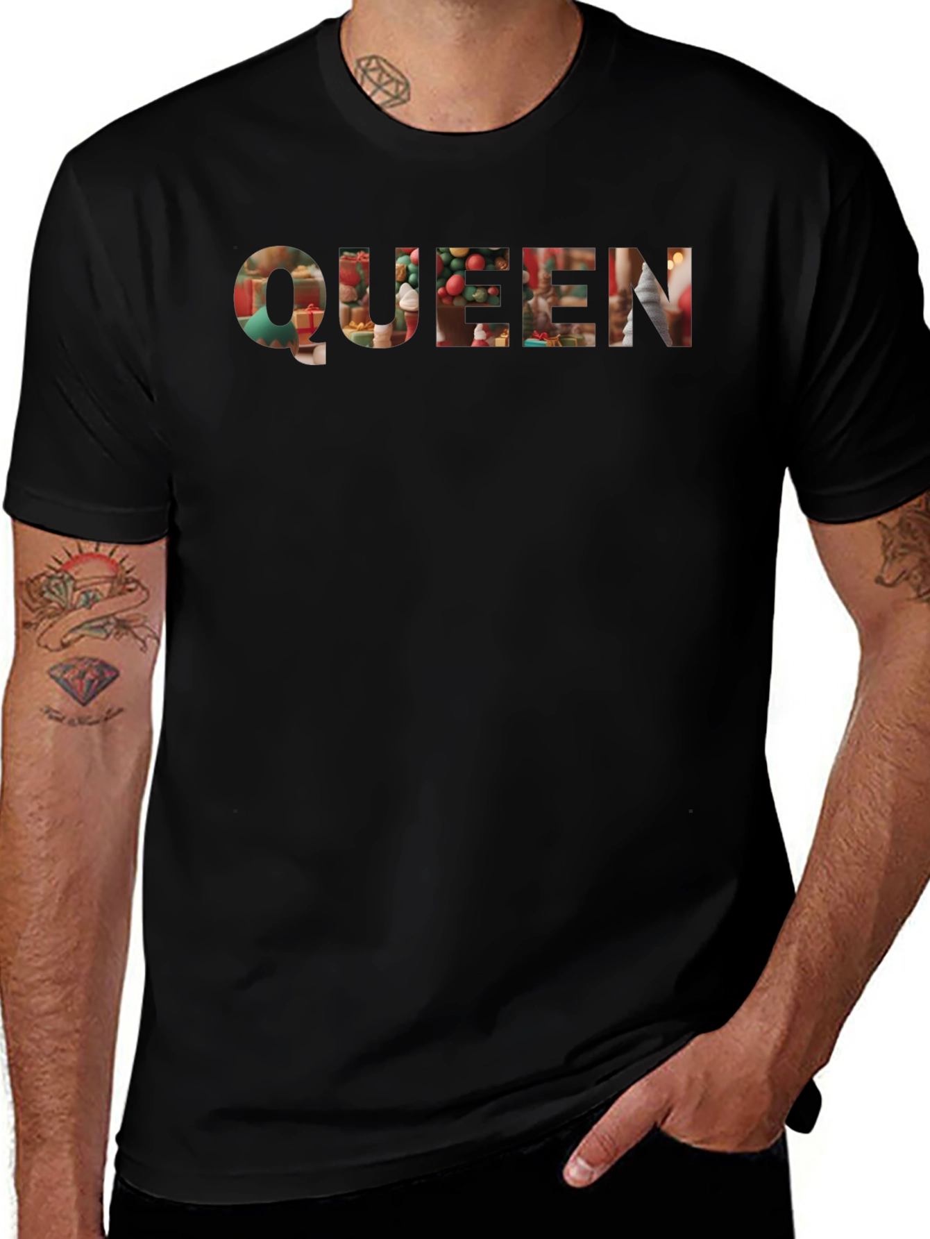 Variant 26 of Queen Holiday T-Shirt - Black Crew Neck