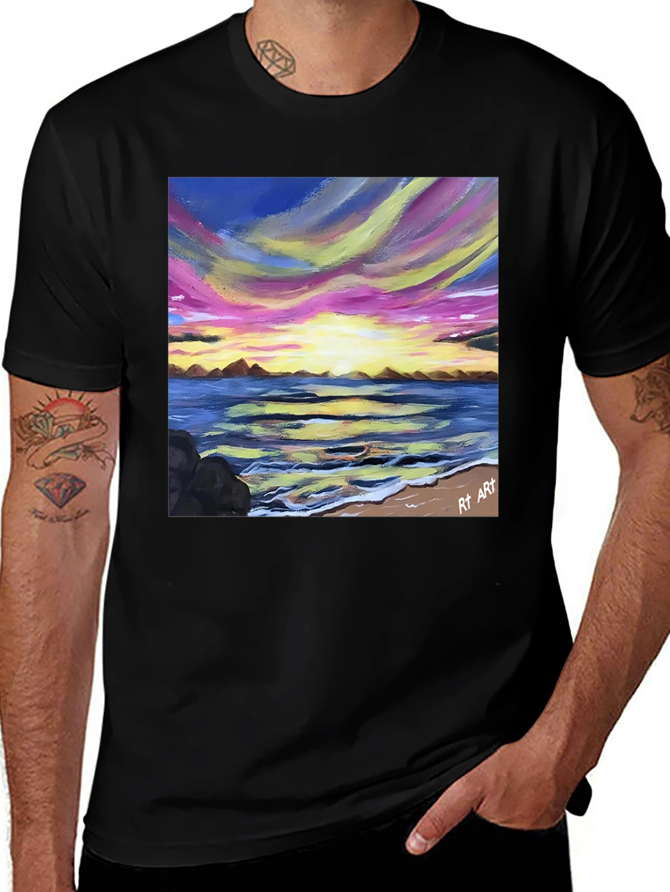 Variant 5 of Sunset Beach Painting T-Shirt