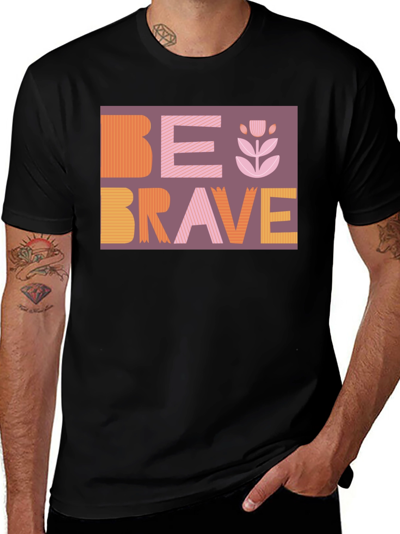 Variant 14 of Be Brave Graphic Tee - Stylish & Inspiring Design