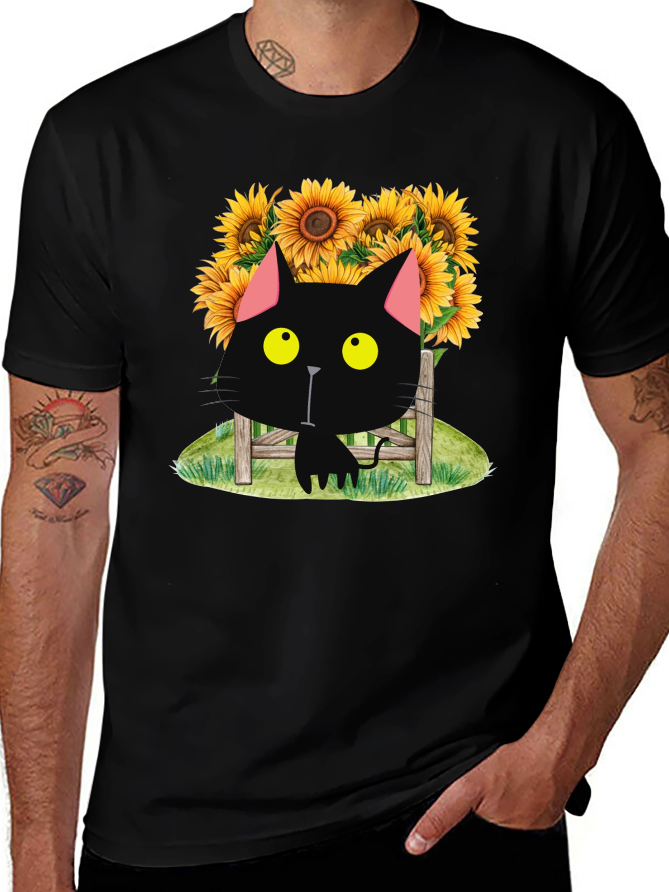Variant 11 of Black Cat & Sunflowers T-Shirt