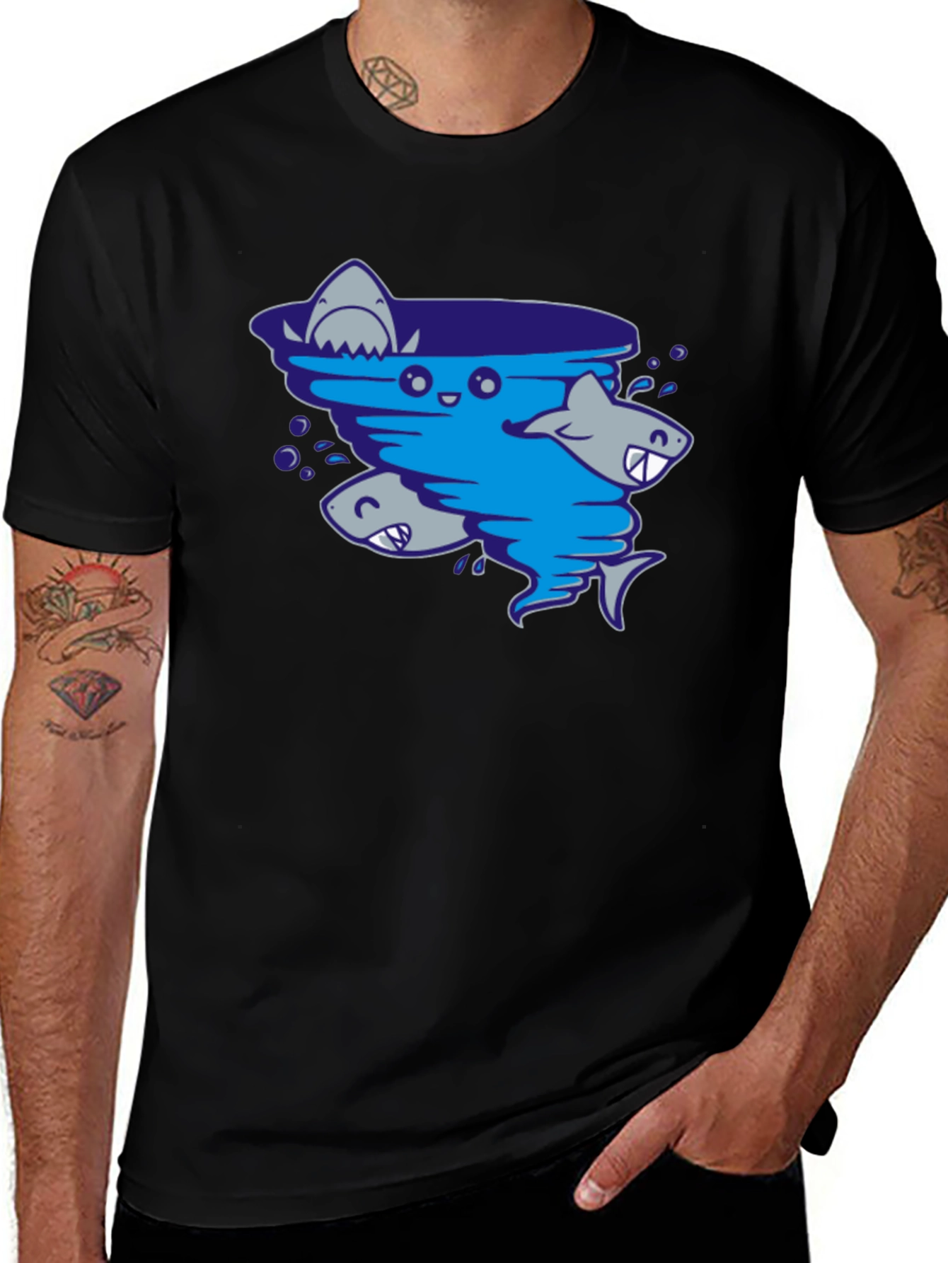 Variant 19 of Sharknado T-Shirt - Funny Cartoon Shark Tornado Tee