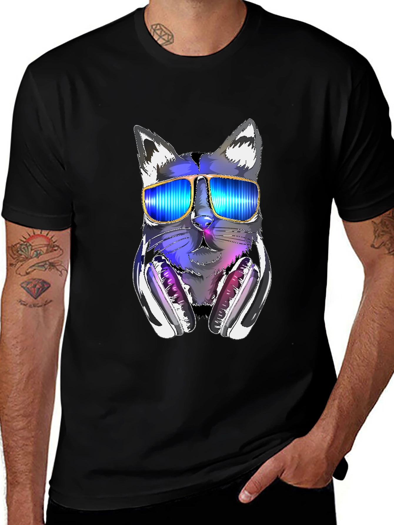 Variant 3 of Cool Cat DJ T-Shirt - Funky Graphic Tee