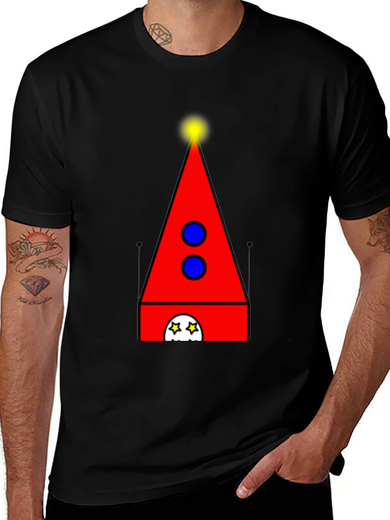 Variant 27 of Abstract Tower Graphic Tee - Quirky Black T-Shirt