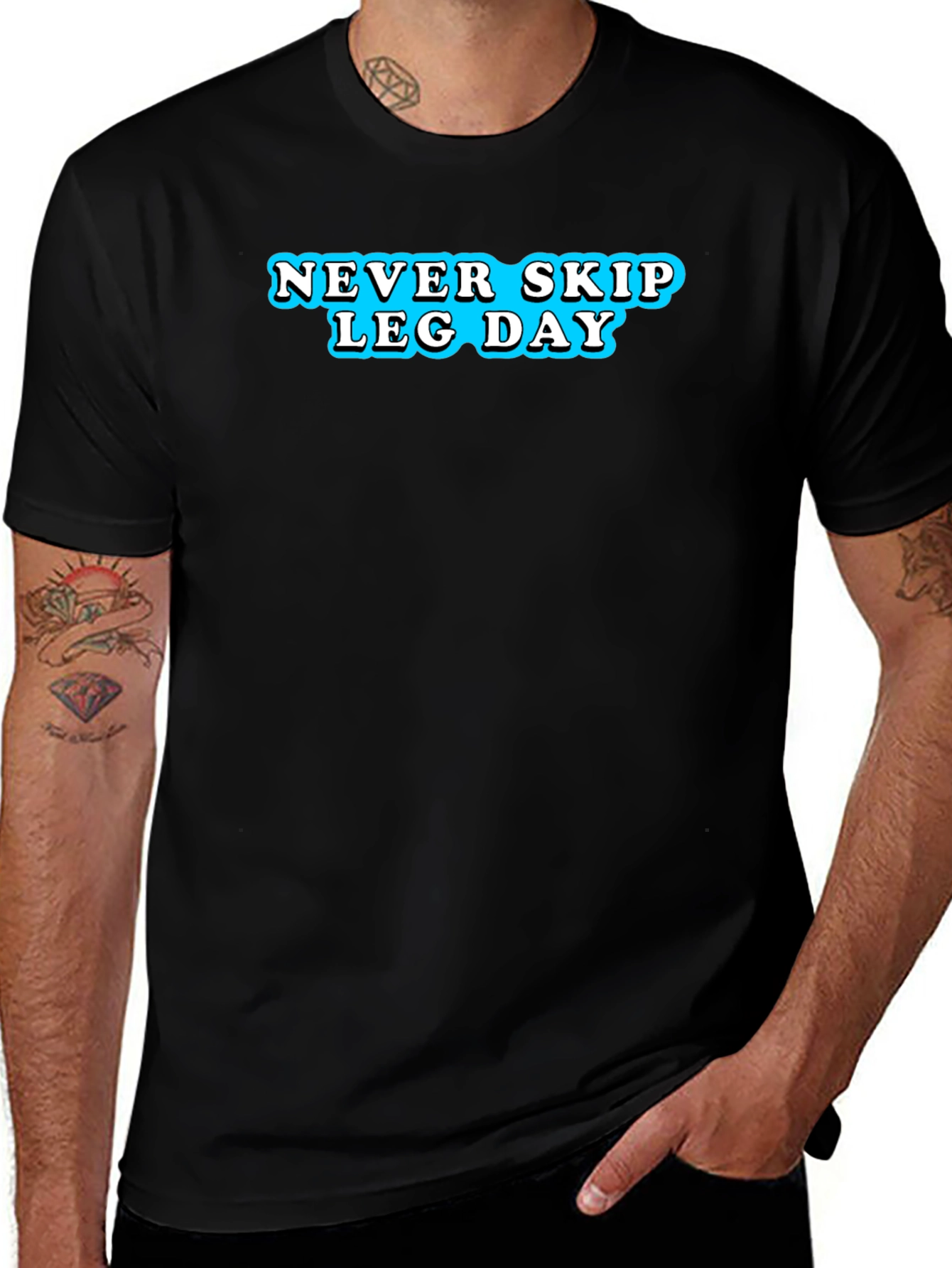 Variant 15 of Never Skip Leg Day T-Shirt - Black