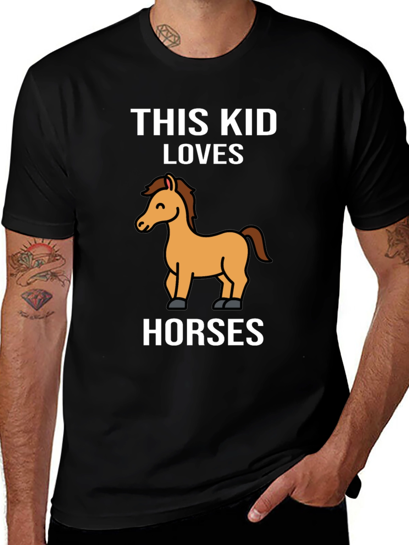 Variant 13 of This Kid Loves Horses T-Shirt - Black Cotton Tee