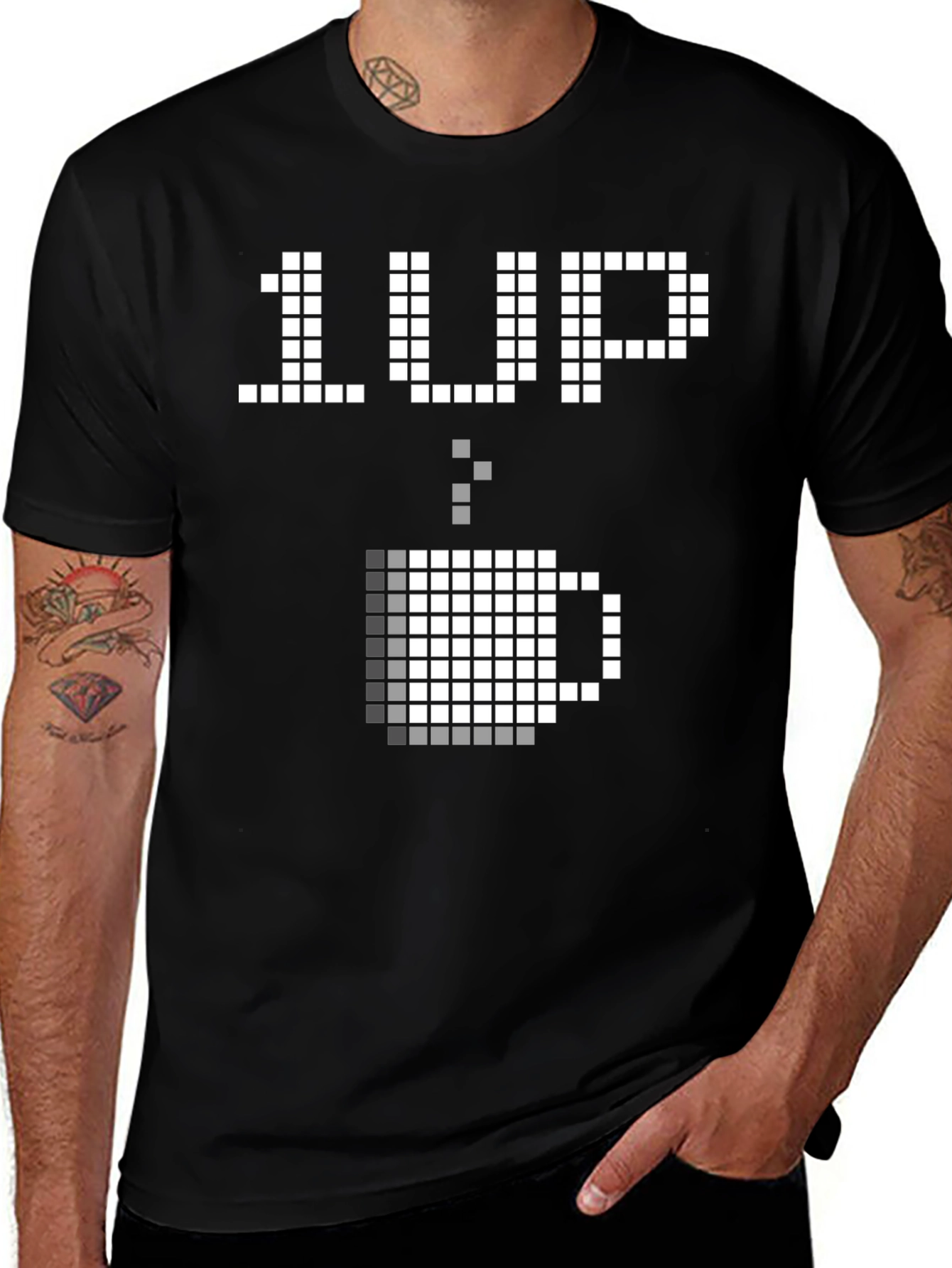 Variant 9 of 1 Up Coffee T-Shirt - Pixel Art Gamer Tee