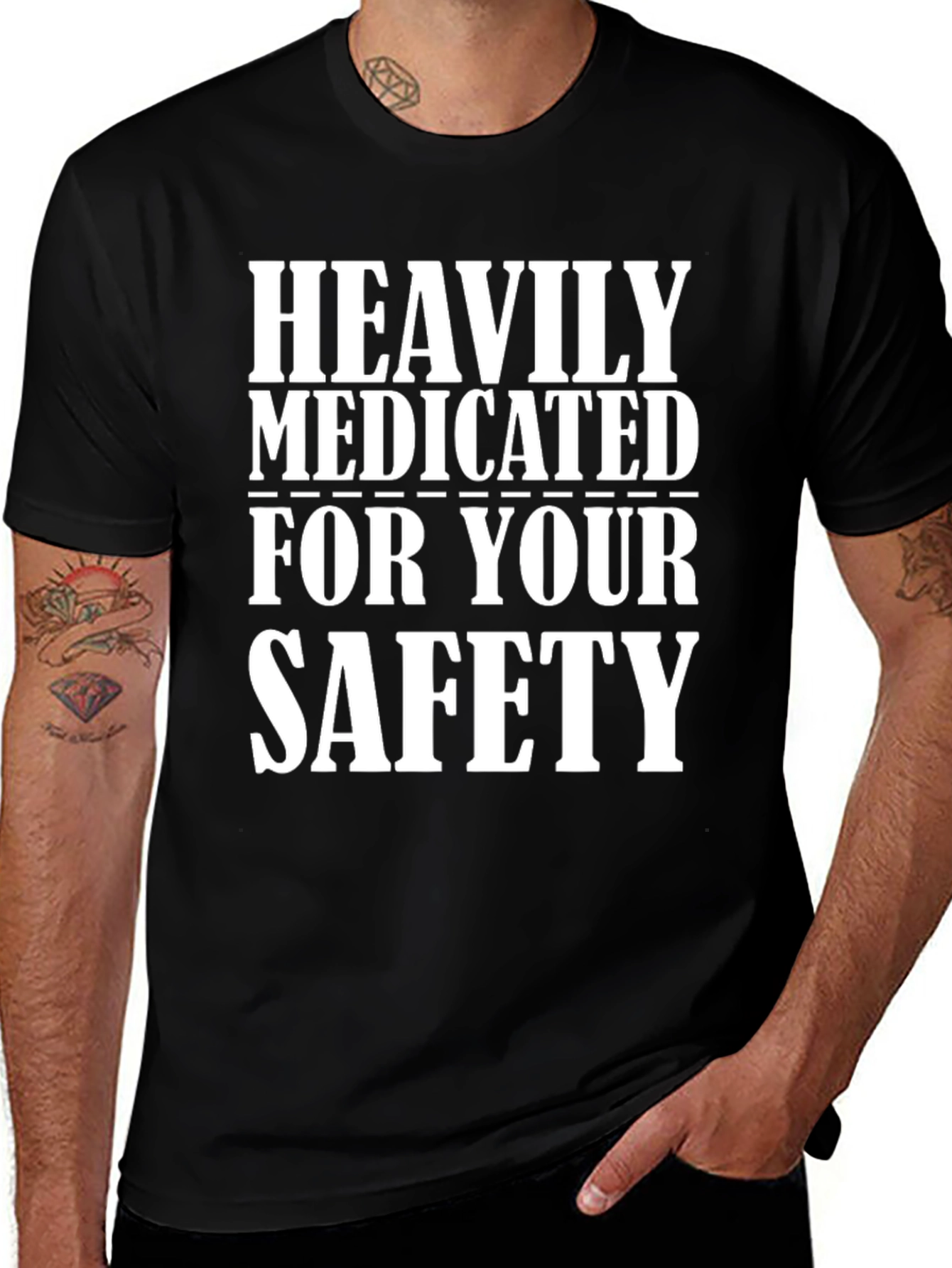 Heavily Medicated For Your Safety Black Tee