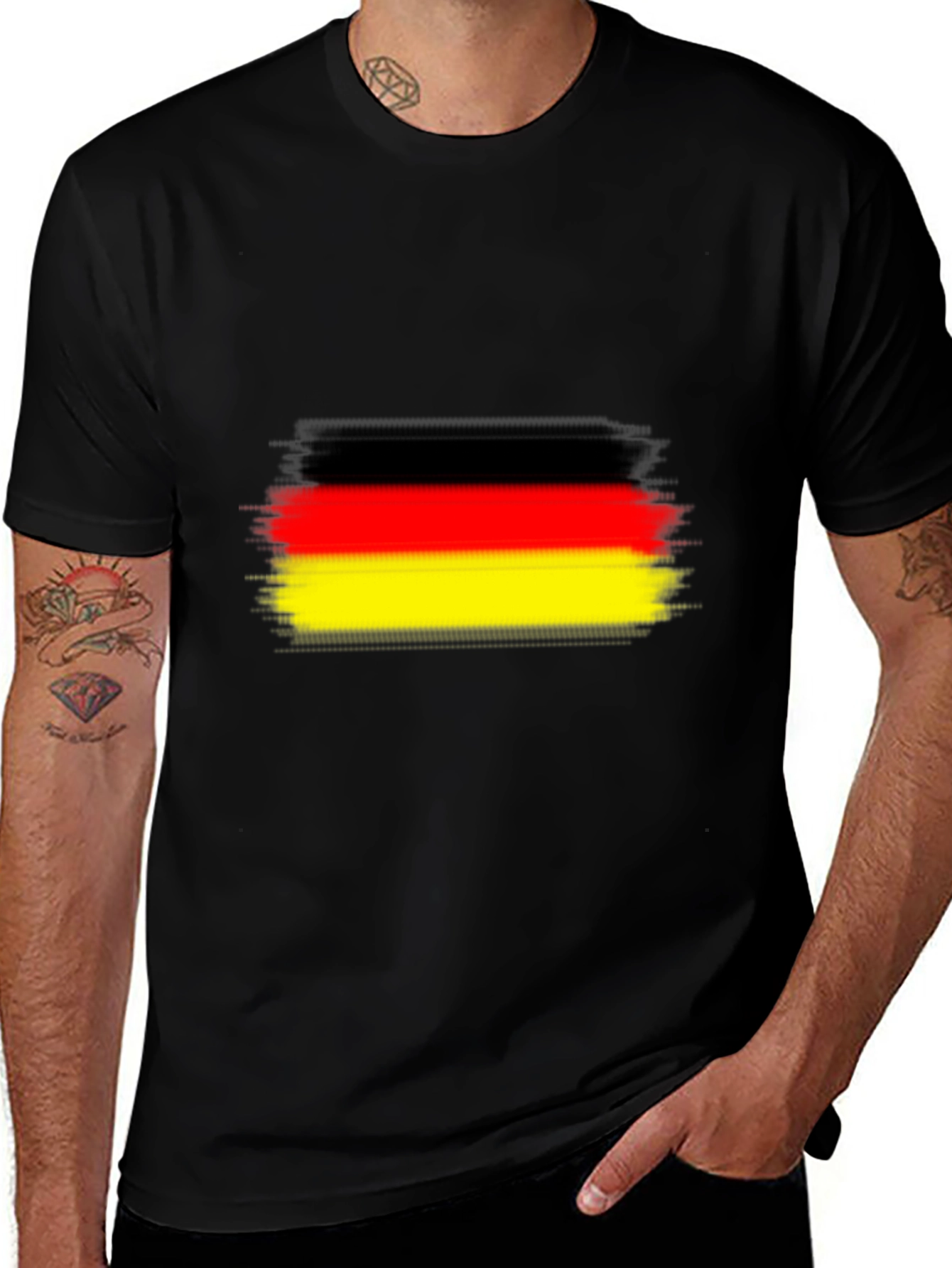 Variant 6 of German Flag Distressed T-Shirt - Black