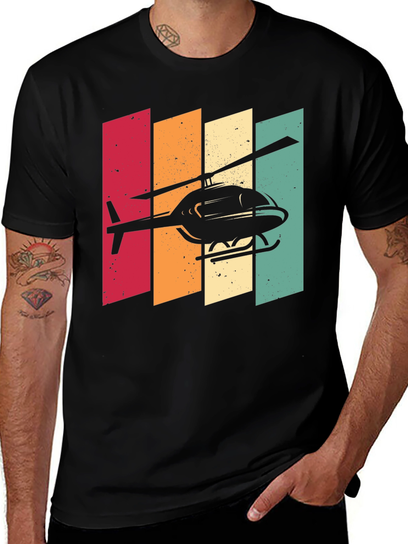 Variant 17 of Vintage Style Helicopter Graphic T-Shirt