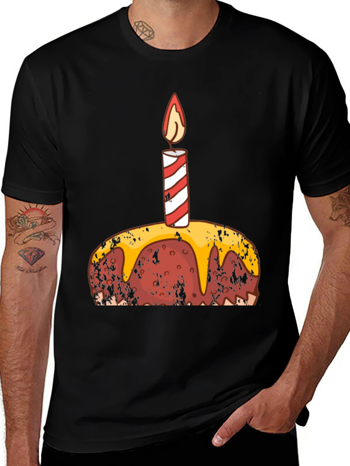Variant 7 of Birthday Cake Graphic Tee - Black