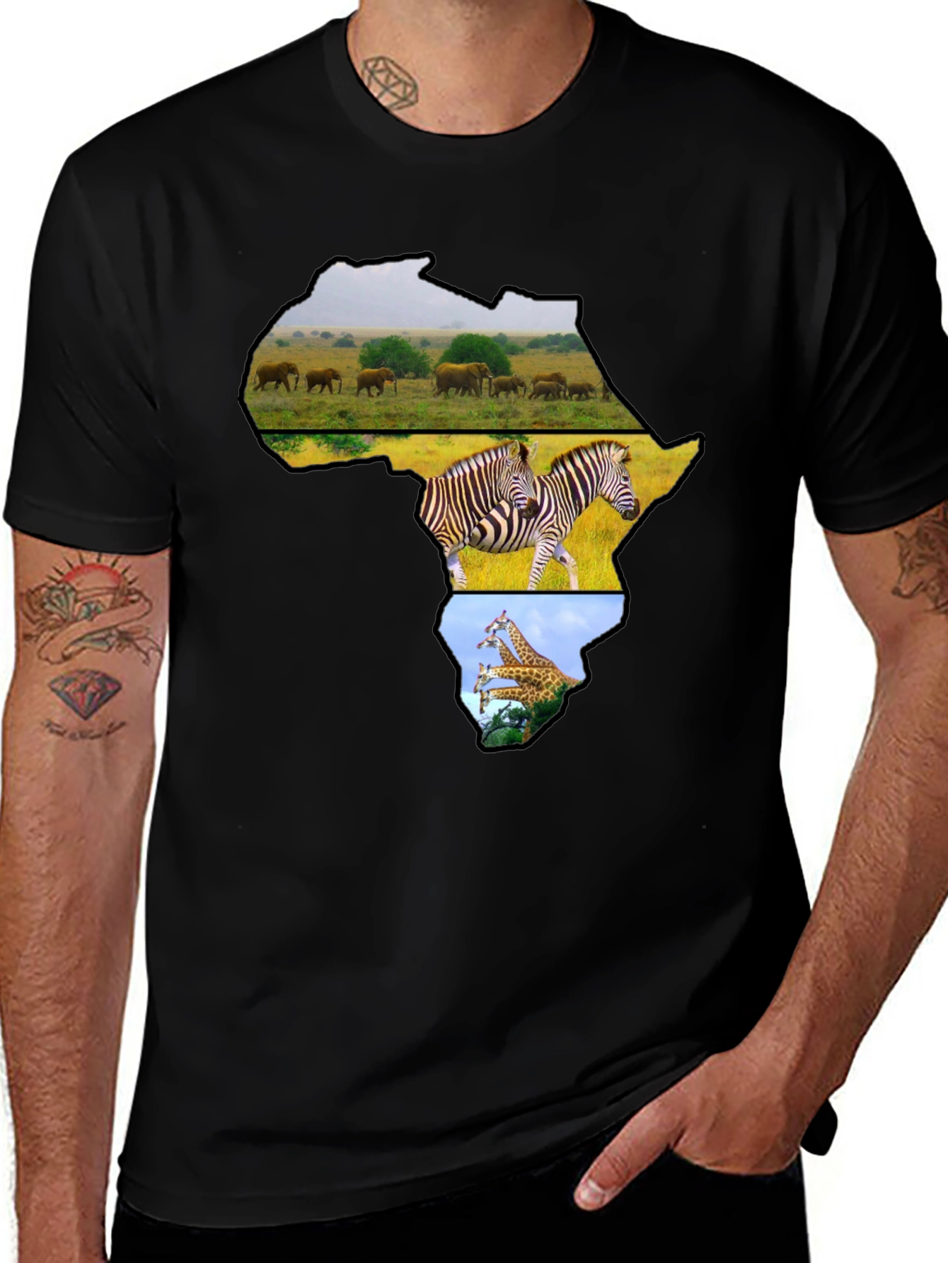 Variant 6 of Africa Continent Wildlife Graphic T-Shirt
