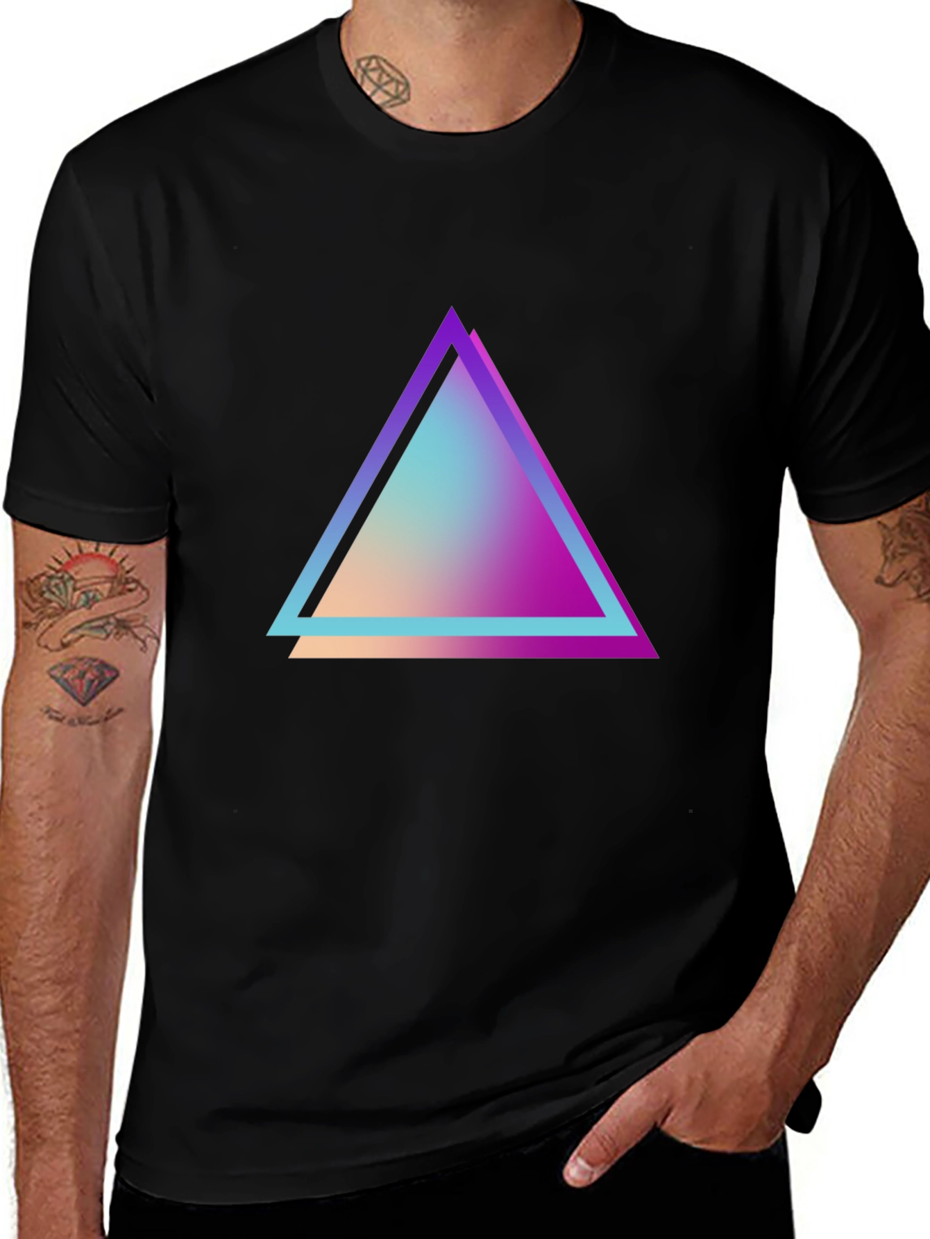 Variant 27 of Retro Triangle Graphic Tee - Black