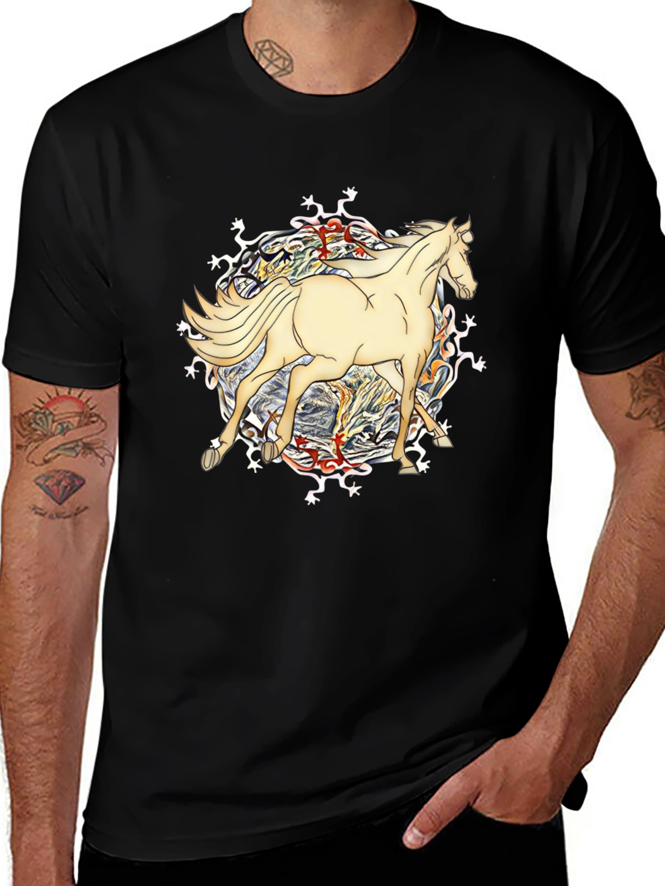 Variant 29 of Horse Graphic Tee - Unique Design Black T-Shirt