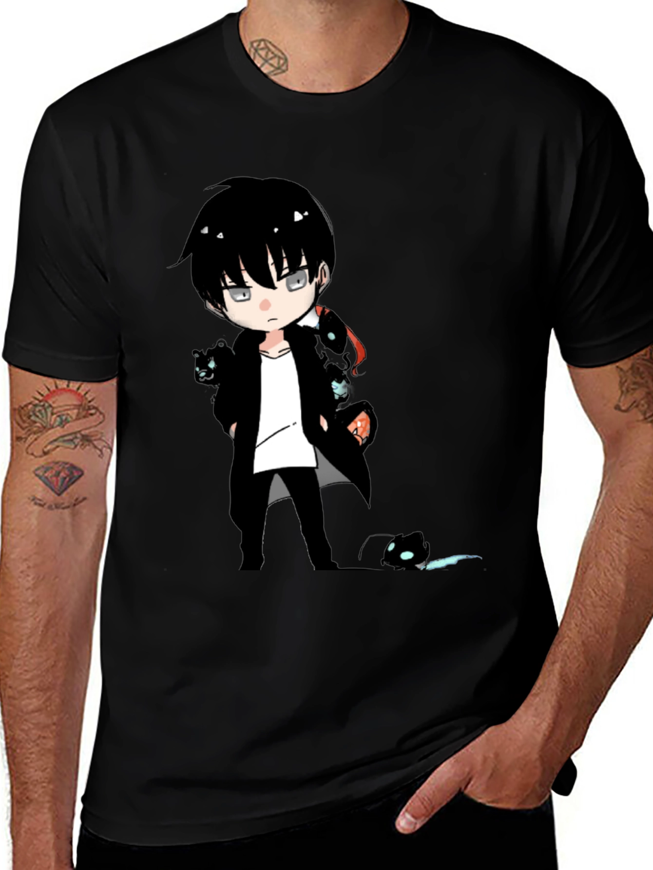 Variant 12 of Anime Character Graphic Black T-Shirt