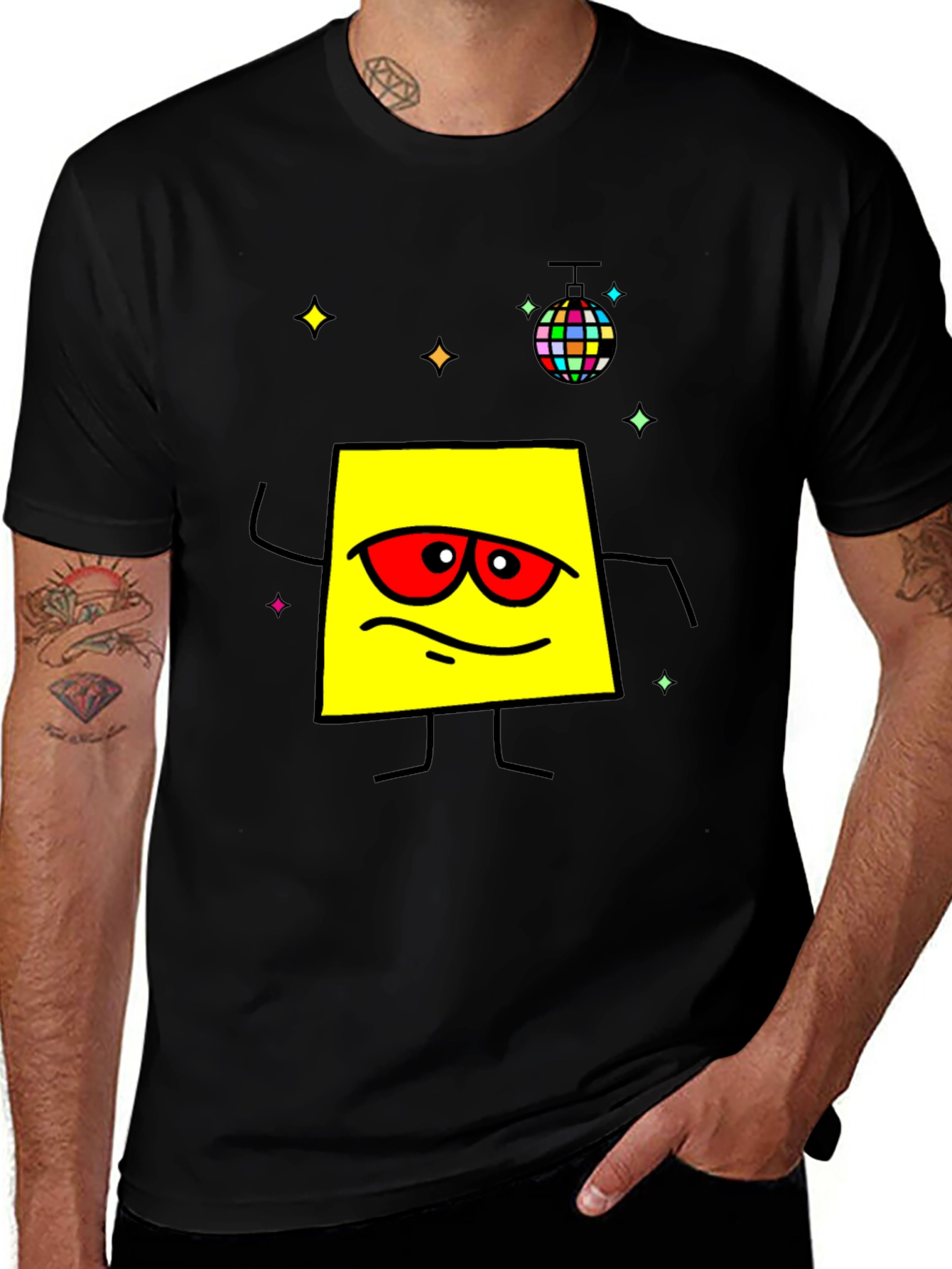 Funny Cartoon Graphic Black T-Shirt