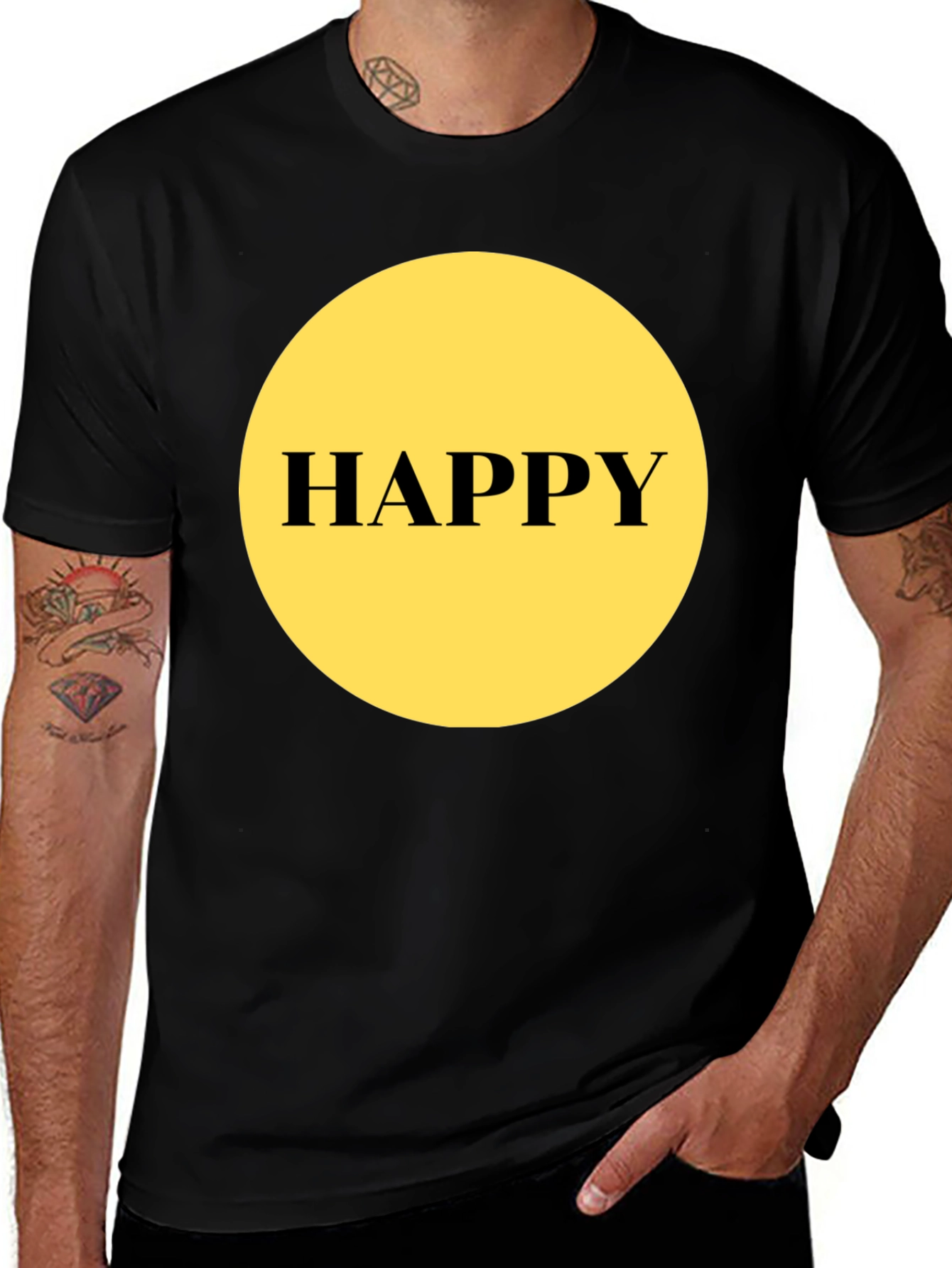 Variant 12 of Happy Graphic T-Shirt - Black, Unisex