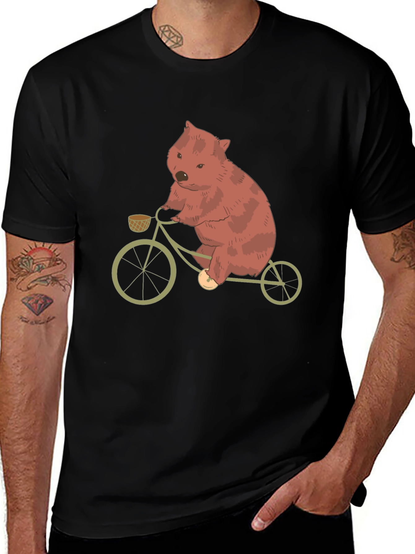 Variant 5 of Wombat on Bike Graphic Tee - Black