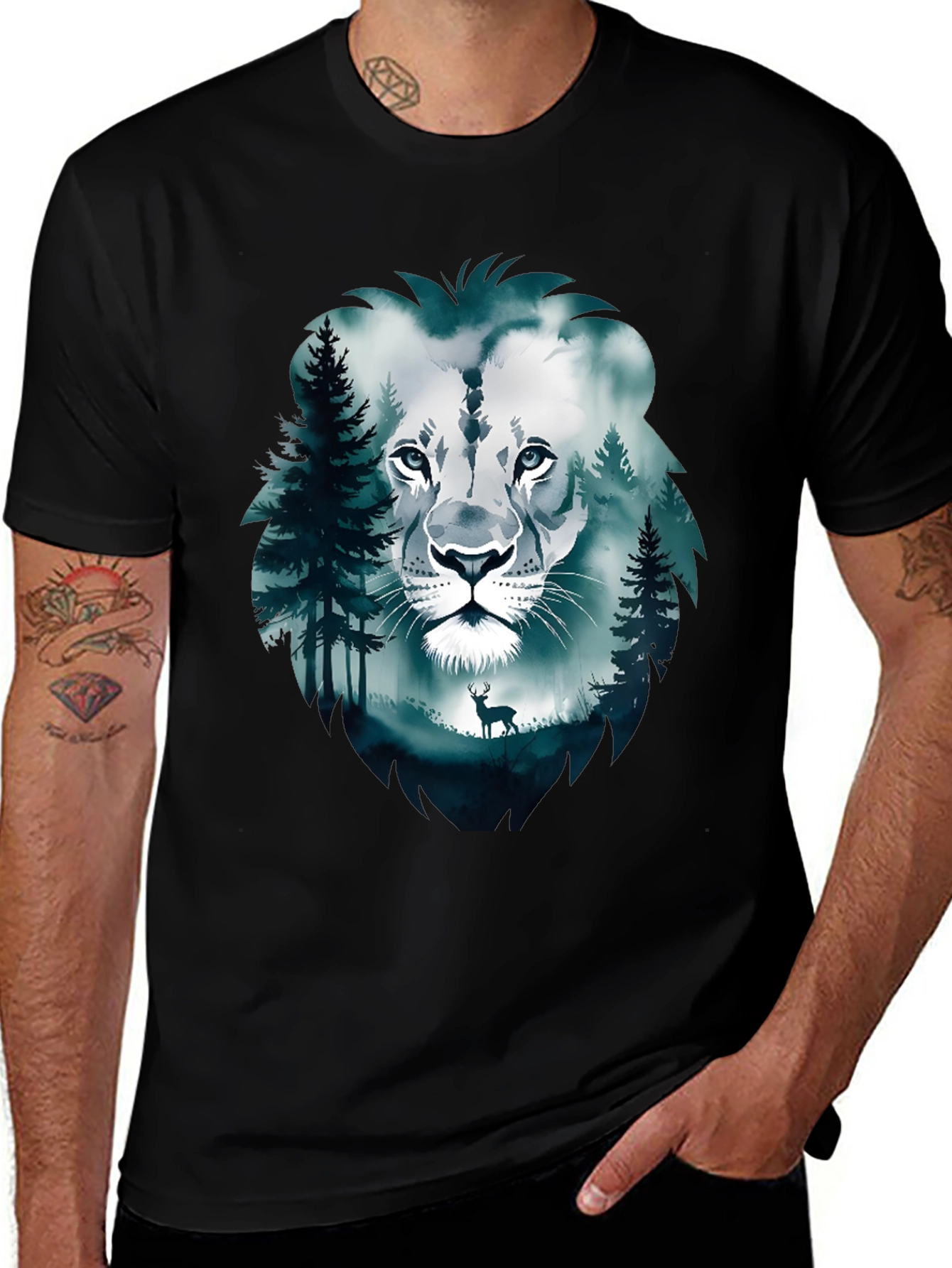 Variant 14 of Lion Forest Graphic Print Tee