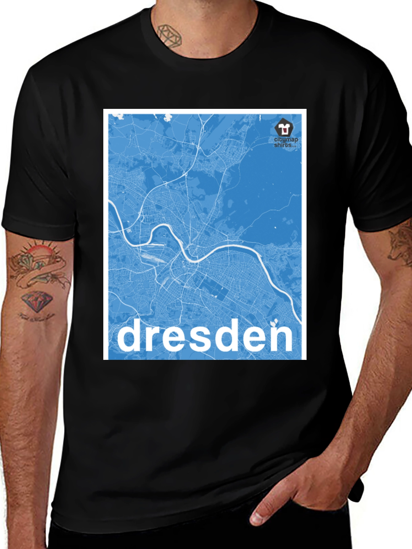 Variant 13 of Dresden Map T-Shirt - Cityscape Souvenir Tee