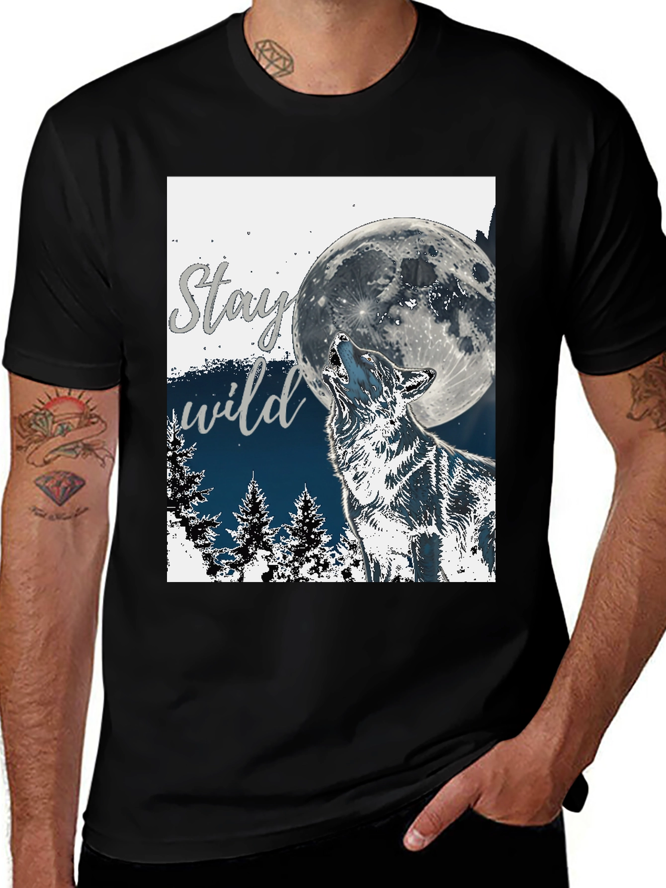 Variant 15 of Stay Wild Wolf Moon Graphic T-Shirt