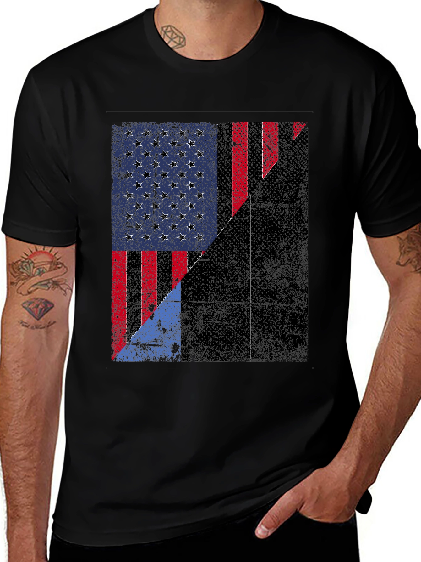 Variant 10 of Distressed American Flag Graphic Tee