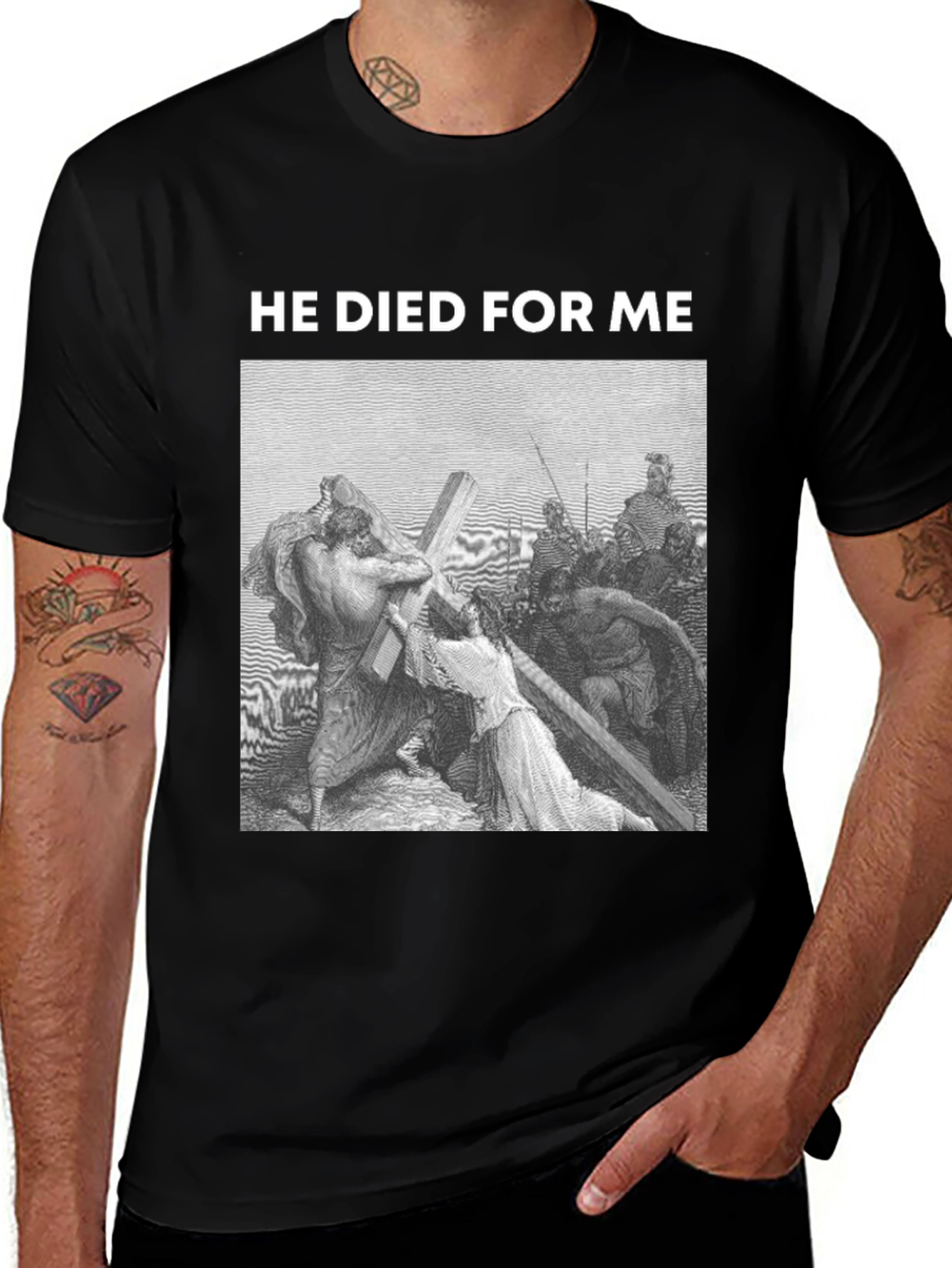 Variant 20 of He Died For Me Graphic Tee - Black