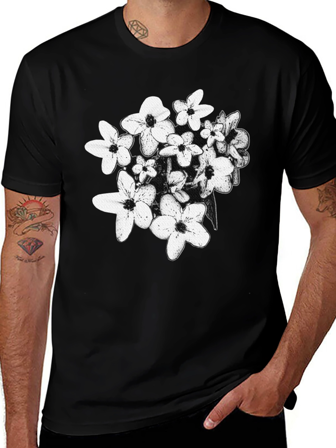 Variant 10 of Floral Graphic Black T-Shirt