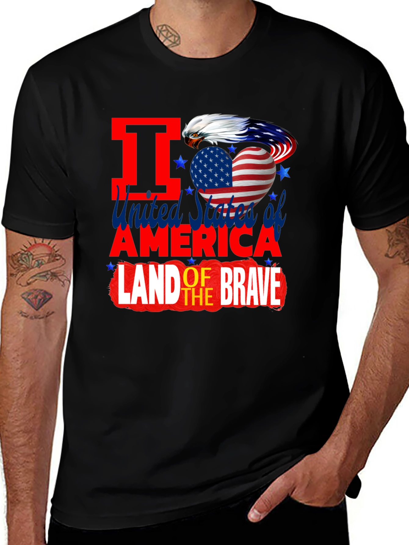 Variant 7 of Patriotic Eagle USA Flag Land of the Brave T-Shirt