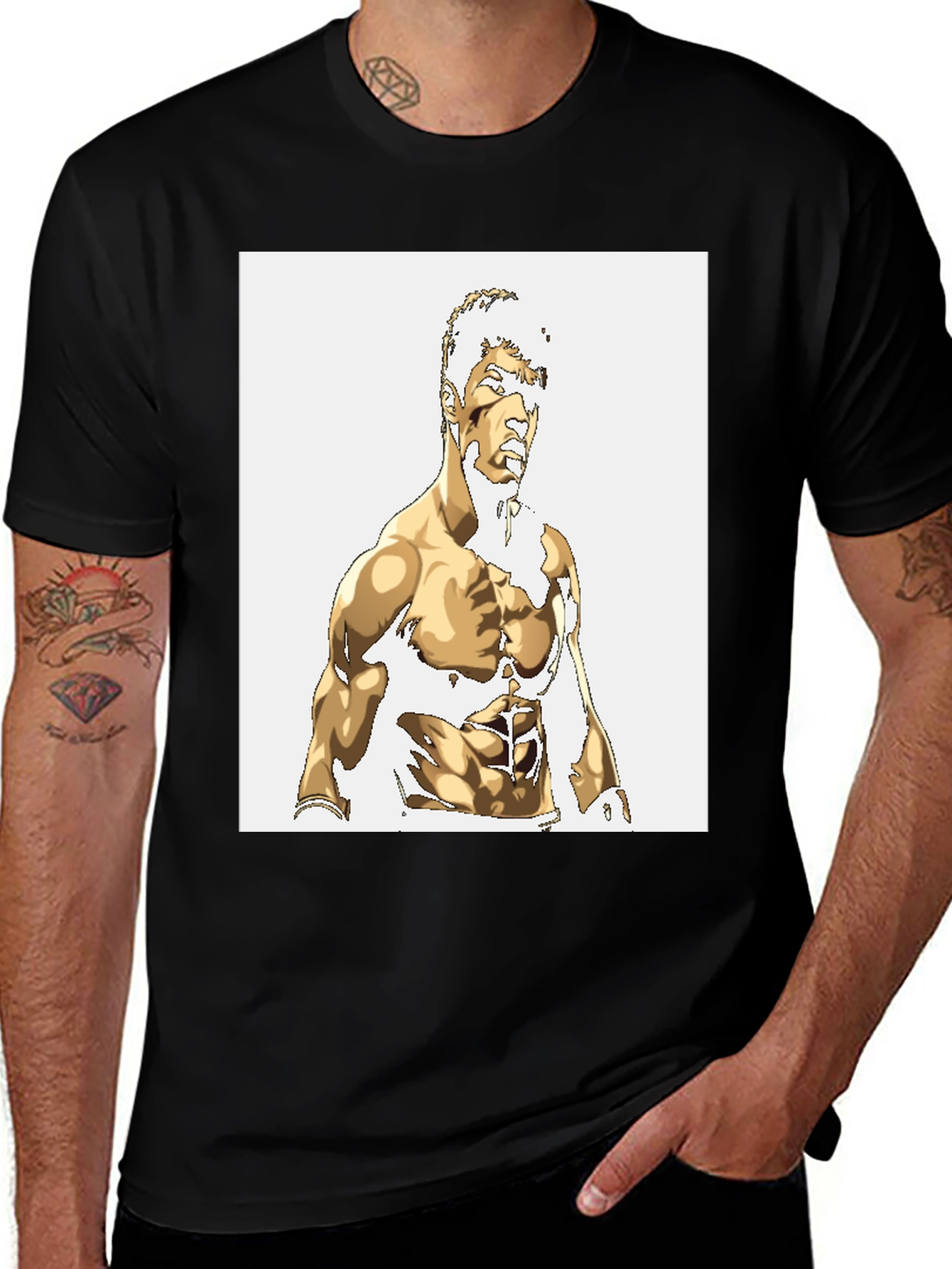 Variant 5 of Gold Illustrated Physique Black Tee