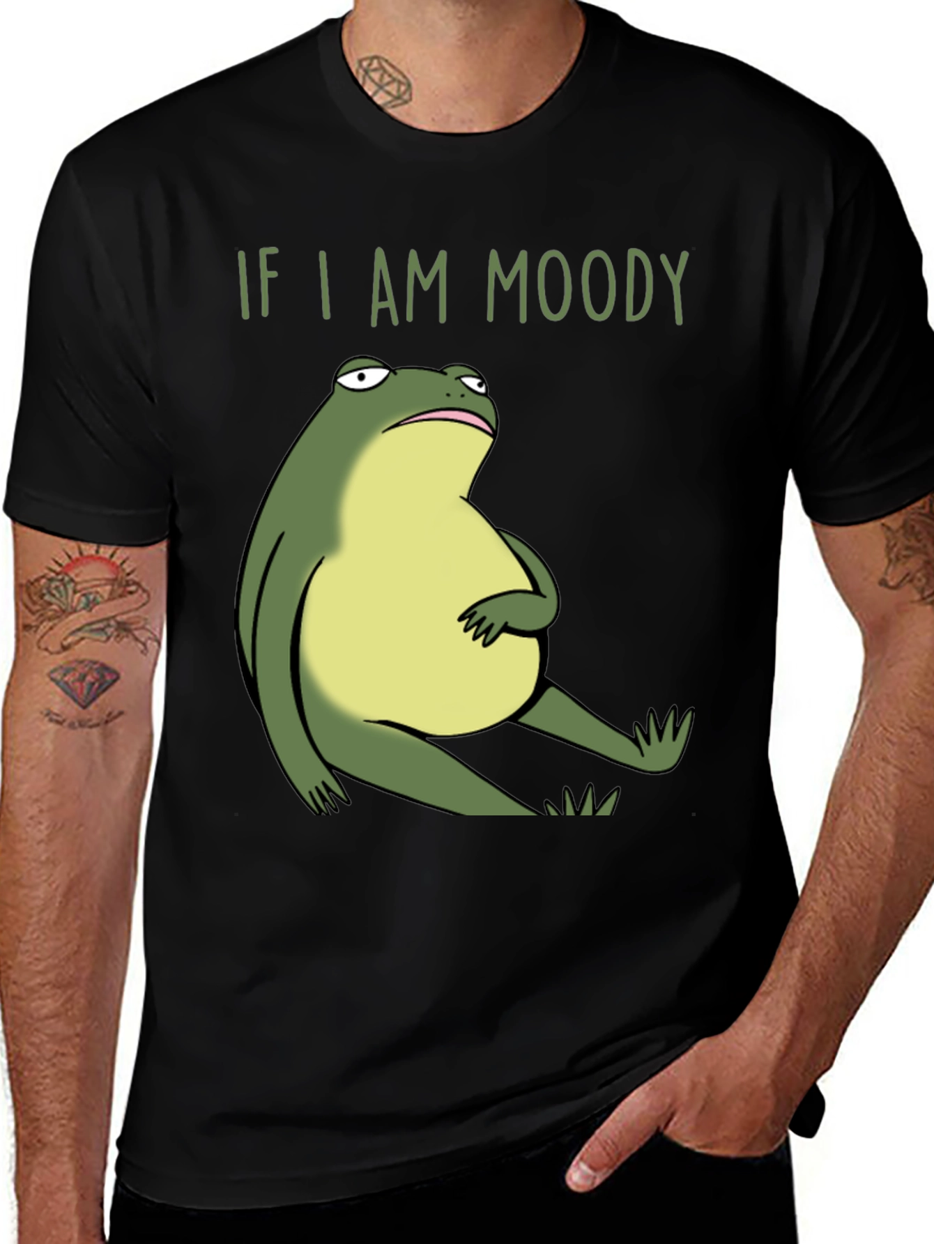 Variant 30 of Moody Frog Graphic Tee - Unisex Black Cotton T-Shirt
