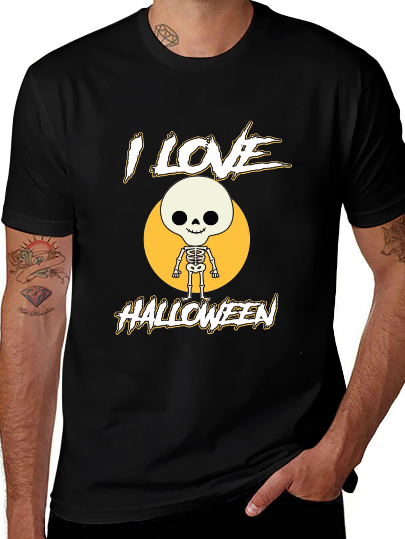 Variant 21 of I Love Halloween Skeleton Graphic Tee